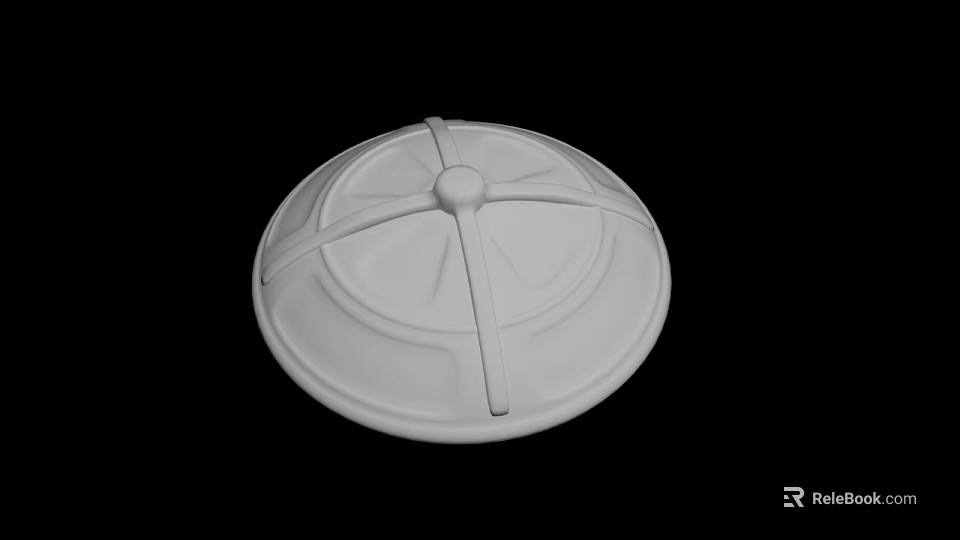 White Circular Decorative Ceiling Medallion With Symmetrical Lines And Central Detail 3d model 