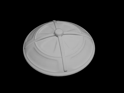 White Circular Decorative Ceiling Medallion With Symmetrical Lines And Central Detail 3d model