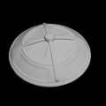 White Circular Decorative Ceiling Medallion With Symmetrical Lines And Central Detail