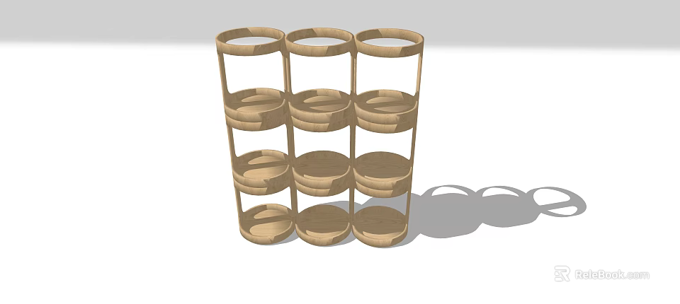 Elegant Wooden Open Storage Shelving Unit With Spacious Multi-Tiered Shelves For Home Decor 3d model 