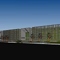 Modern Office Building Exterior With Glass Facade Evening Lighting Trees And Pedestrians