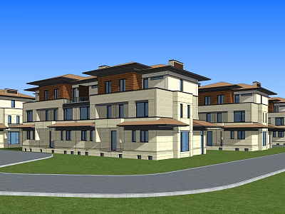 Modern Double House Villa 3d model