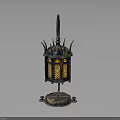 Ancient Bronze Changxin Palace Lantern With Ornate Carvings And Decorative Stand