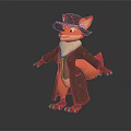 Adorable Anthropomorphic Fox Detective Character Wearing Trench Coat Vest And Fedora Hat