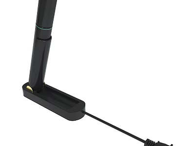 Black Electronic Device Stand With Slim Pole Base And Power Cord Plug 3d model