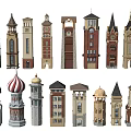 Ancient Architecture Historic Towers with Spires Domes and Diverse Styles