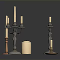 Various Decorative Candle Holders With Taper And Pillar Candles For Home Living Decor
