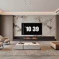 Elegant Modern Dining Room Interior With Round Table Marble Countertop And Cabinets