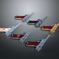 Various Stylish Pistols With Wooden Grips And Metal Bodies Design