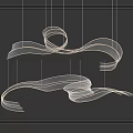 Modern Flowing Ribbon Chandelier With Soft Glowing Light On Dark Background