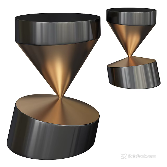 Modern Metallic Side Table With Black And Gold Conical Design And Stable Base 3d model