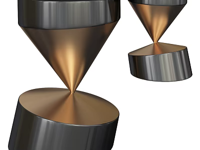 Modern Metallic Side Table With Black And Gold Conical Design And Stable Base 3d model