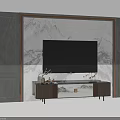 Elegant TV Background Wall With Marble Mountain Pattern Decorative Panels And TV Stand 3d model