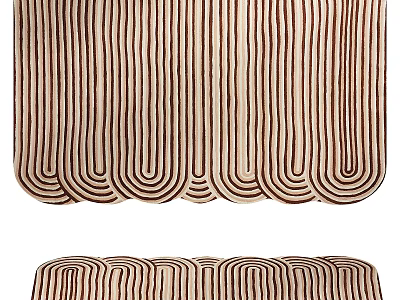 Stylish Patterned Rug With Wavy Striped Design In Brown And Beige Colors 3d model