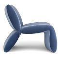 Modern Blue Velvet Leisure Chair With Unique Curved Backrest And Comfortable Design