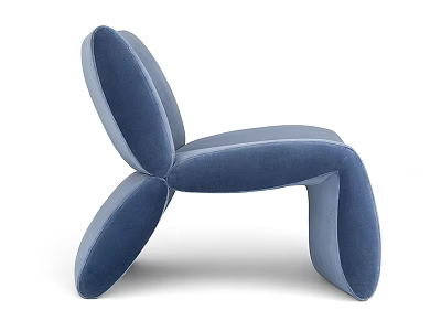 Modern Blue Velvet Leisure Chair With Unique Curved Backrest And Comfortable Design 3d model