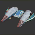 Two Futuristic Blue Streamlined Transport Units With Metallic Finish And Central Panel