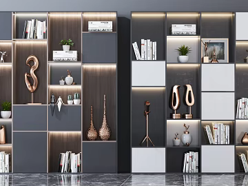 Light Luxury Bookcase Bookcase Decorative Cabinet Combination (ID:ggajh918835)