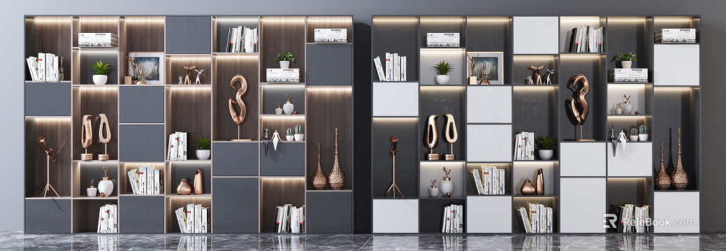 Light Luxury Bookcase Bookcase Decorative Cabinet Combination texture