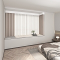 Modern Bedroom Window Curtain 3d model