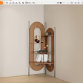 Modern Wooden Decorative Cabinet With Multiple Shelves Books And Decor Items In Corner