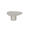 Modern Oval Dining Table With Light Wood Grain Top And Pleated White Base 3d model