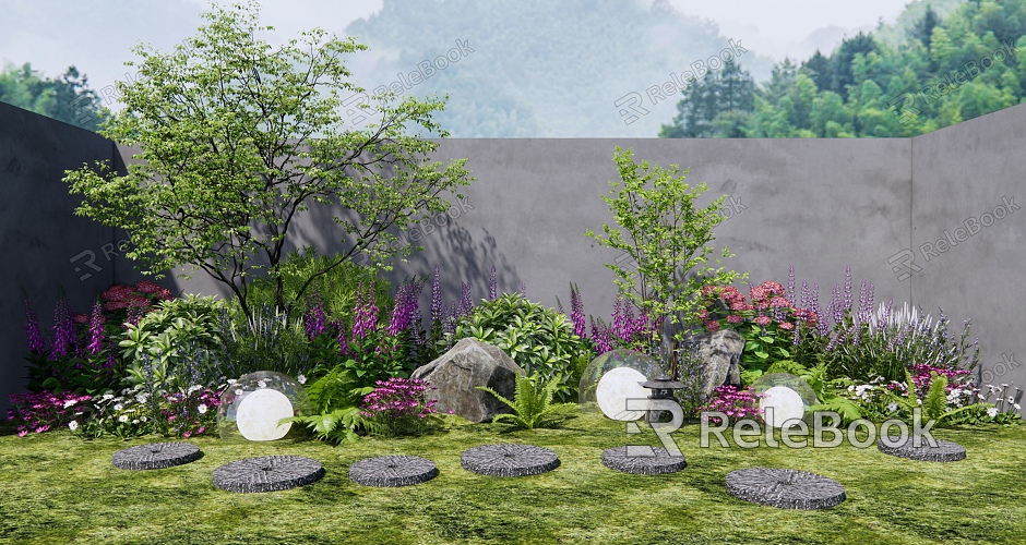 Modern plant plant combination plant pile flowers and plants flower border model