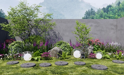 Modern plant combination plant pile flowers and plants flower border 3d model