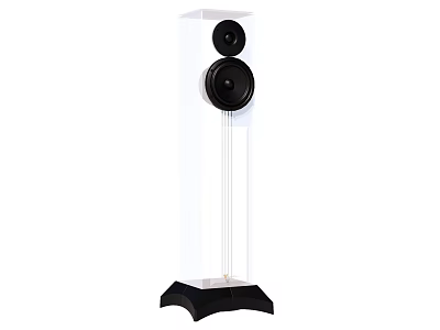 White Tower Home Audio Speaker With Black Speakers And Black Base Design 3d model