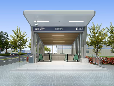 Modern Urban Subway Station Entrance Road Facility With Standard Access And Beautiful Surrounding Landscape 3d model