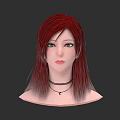 Woman With Red Brown Gradient Long Hair Blue Eyes And Black Choker Necklace