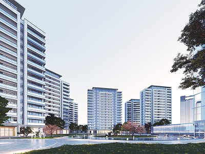 High-rise residential buildings in modern residential areas model