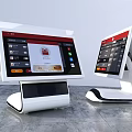 Two Modern White Commercial Equipment With Sleek Design And Display Screens For Cashier Use