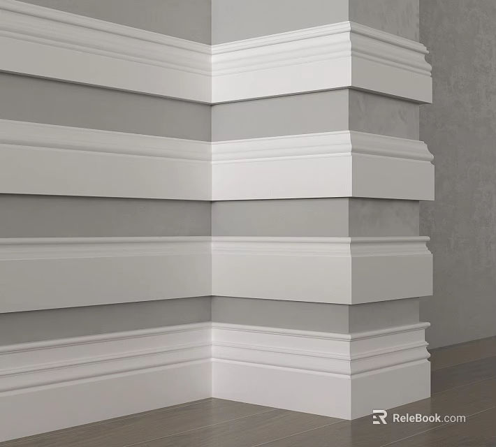 Modern Interior Wall Corner Decorative Gypsum Molding Design With Smooth White Finish 3d model 
