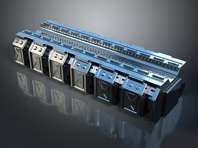 Space Aerospace Rocket Propulsion System Components With Metallic Structure And Mechanical Units 3d model