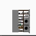 Organized Laundry Space With Washing Machines Detergents Towels And Storage Shelves
