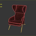Deep Red Leather Single Sofa with Stylish Backrest and Wooden Legs