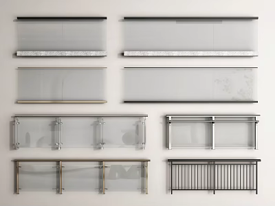 Balustrade Glass Guardrail Stair Handrail Glass Railing Balcony Railing Stainless Steel Railing Guard Bar 3d model