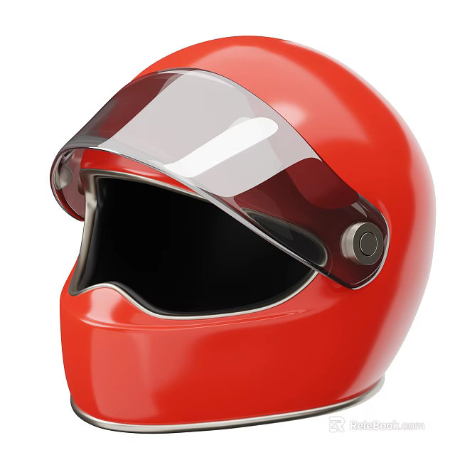 Smart Machine Red Helmet With Clear Visor And Modern Protective Safety Features 3d model 