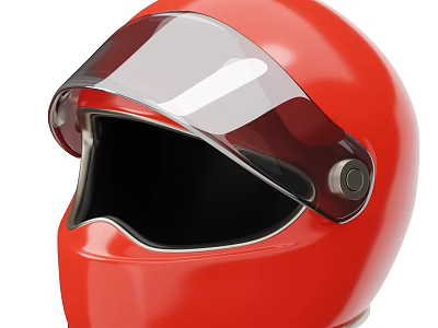 Smart Machine Red Helmet With Clear Visor And Modern Protective Safety Features 3d model