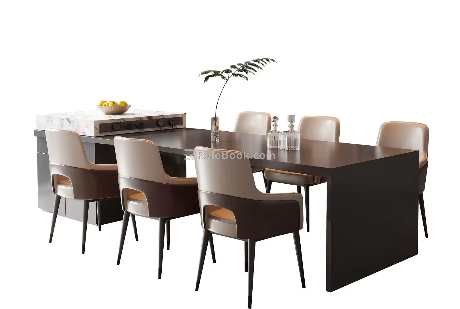 Modern Italian Dining Table and Chair Combination Island Table and Chair 3d model