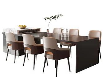 Modern Italian Dining Table and Chair Combination Island Table and Chair 3d model