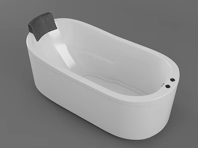 White Freestanding Oval Shaped Bathtub With Gray Cushion And Side Buttons 3d model