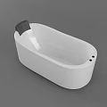 White Freestanding Oval Shaped Bathtub With Gray Cushion And Side Buttons