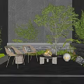 Courtyard Garden Design With Stone Patio Woven Chairs Fire Pit Small Tree And Vine Walls