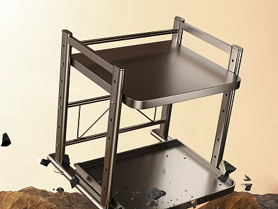 Sturdy Metal Two tier Storage Rack With Durable Frame And Utility Shelving 3d model