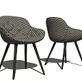 Modern Upholstered Dining Chairs With Houndstooth Pattern And Black Legs