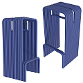 Blue Modern Bar Stools with Vertical Slat Design for Kitchen Counter 3d model