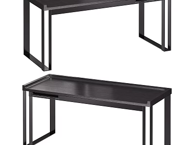 Modern Minimalist Desk With Sleek Wooden Tabletop And Metal Frame 3d model