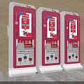 Three Pink And White Commercial Self Service Kiosks With Touch Screen For Business Use